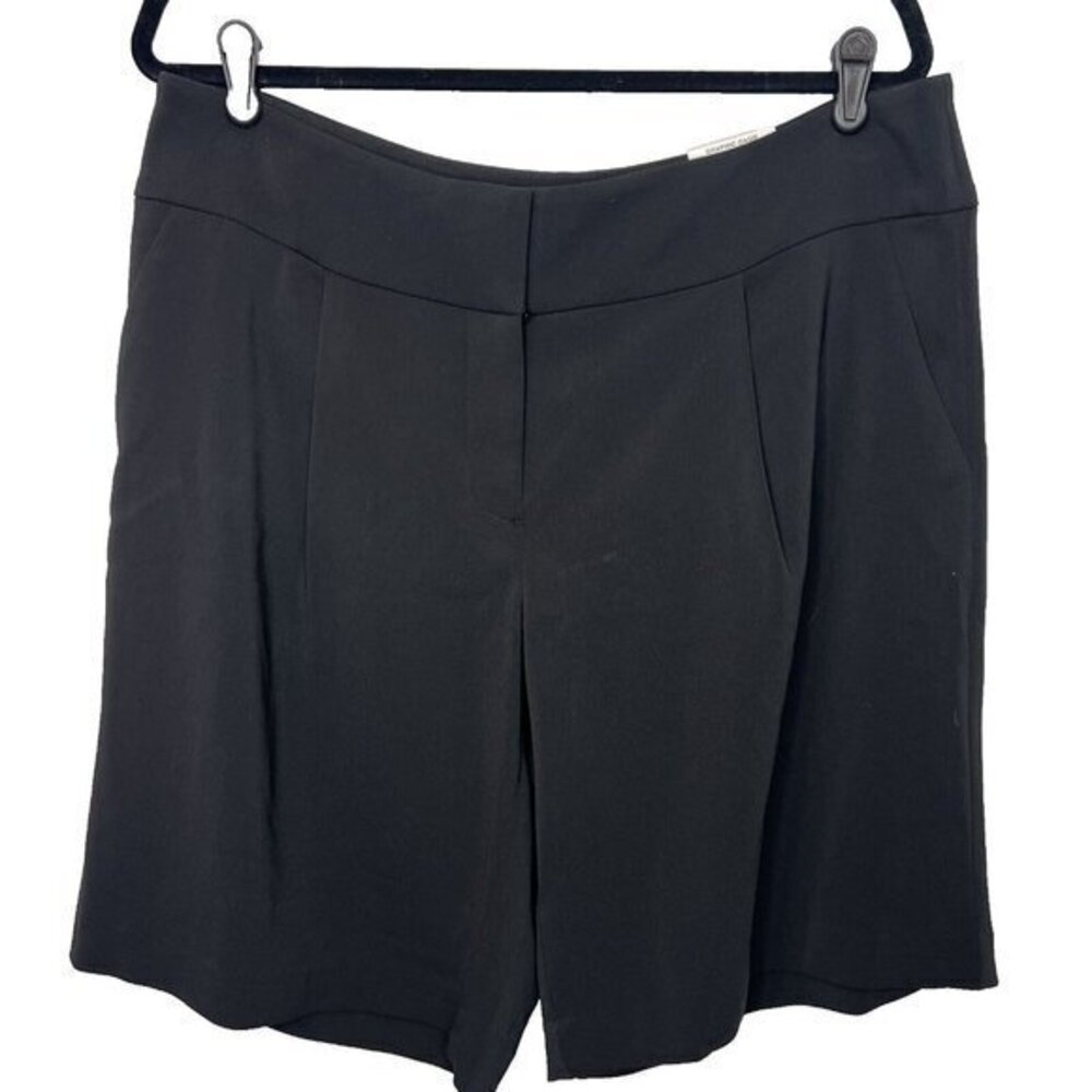 Alfani Womens 14w Shorts Solid Black Tummy Control Front Pockets